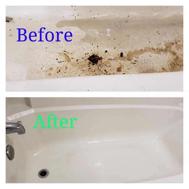 Before and after: bathtub deep clean