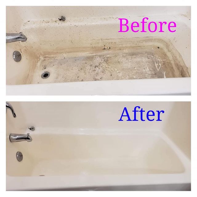 Before and after: tub and tile deep clean